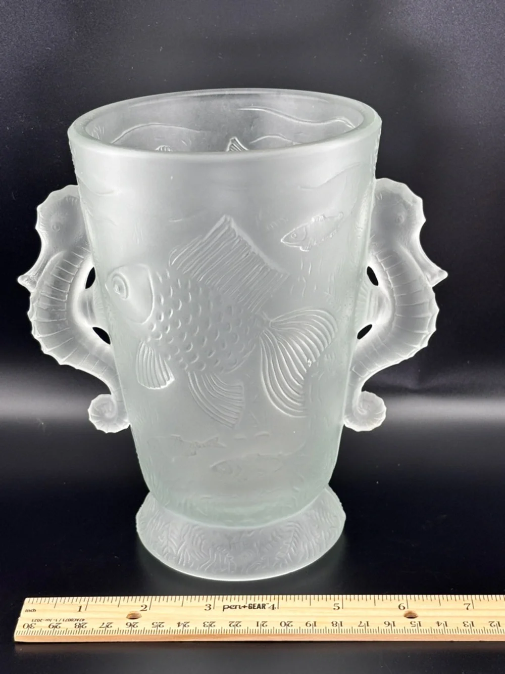 Vintage Barolac Art Deco Czech Frosted Satin Pressed Glass Vase